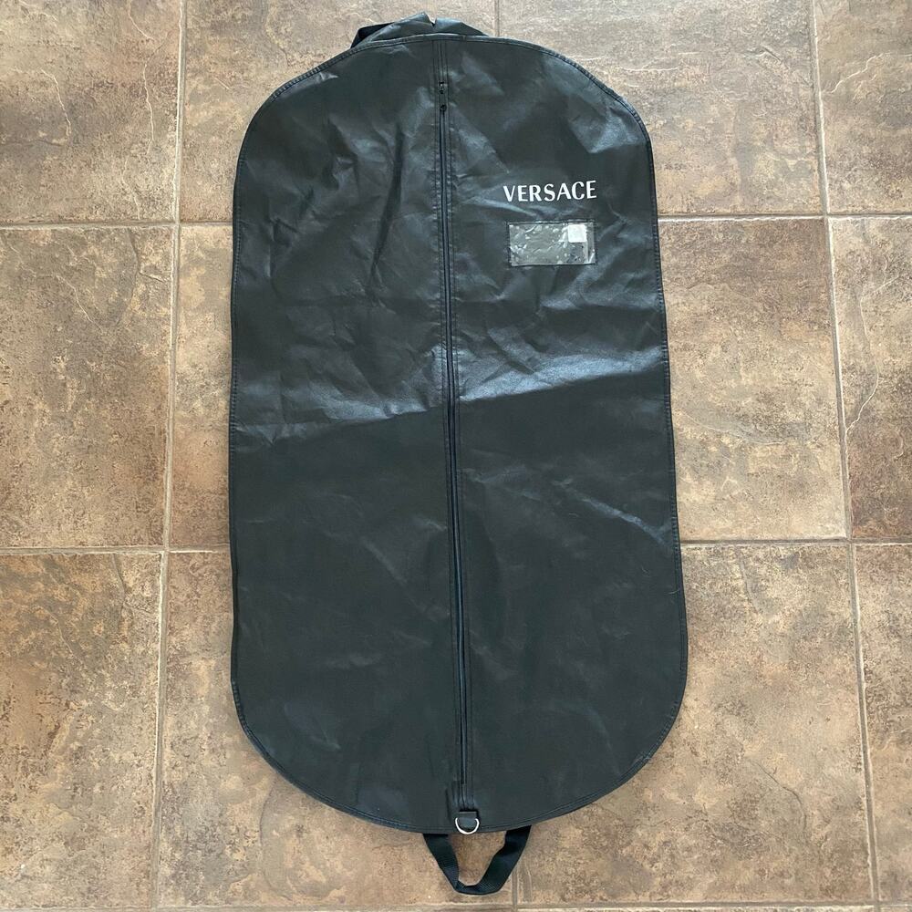 Versace Garment Bag Travel Handles Front Zipper Black